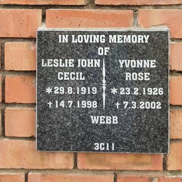 WEBB Leslie John Cecil 1919-1998 :: WEBB Yvonne Rose 1926-2002