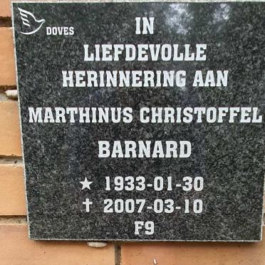 BARNARD Marthinus Christoffel 1933-2007