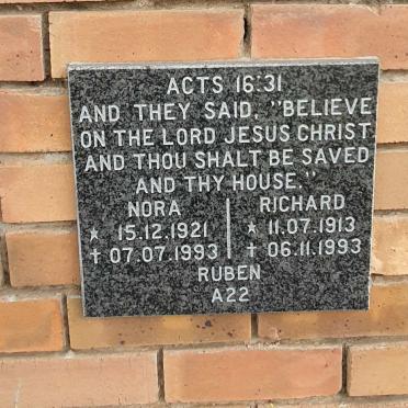 RUBEN Richard 1913-1993 :: RUBEN Nora 1921-1993