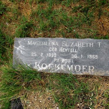 KOEKEMOER Magdalena Elizabeth T. nee BEYTELL 1899-1969