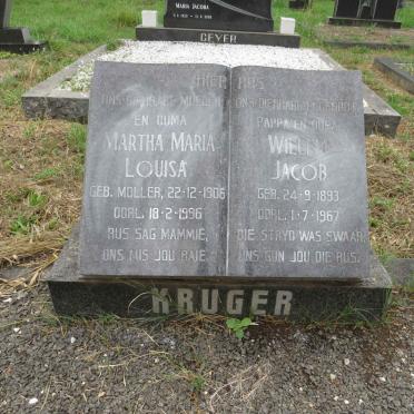 KRUGER Willem Jacob 1893-1967 & Martha Maria Louisa nee MOLLER 1906-1996
