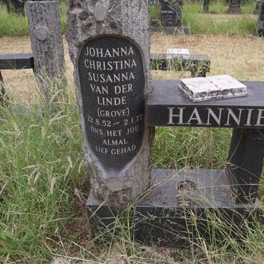 LINDE Johanna Christina Susanna, van der nee GROVE 1952-1977