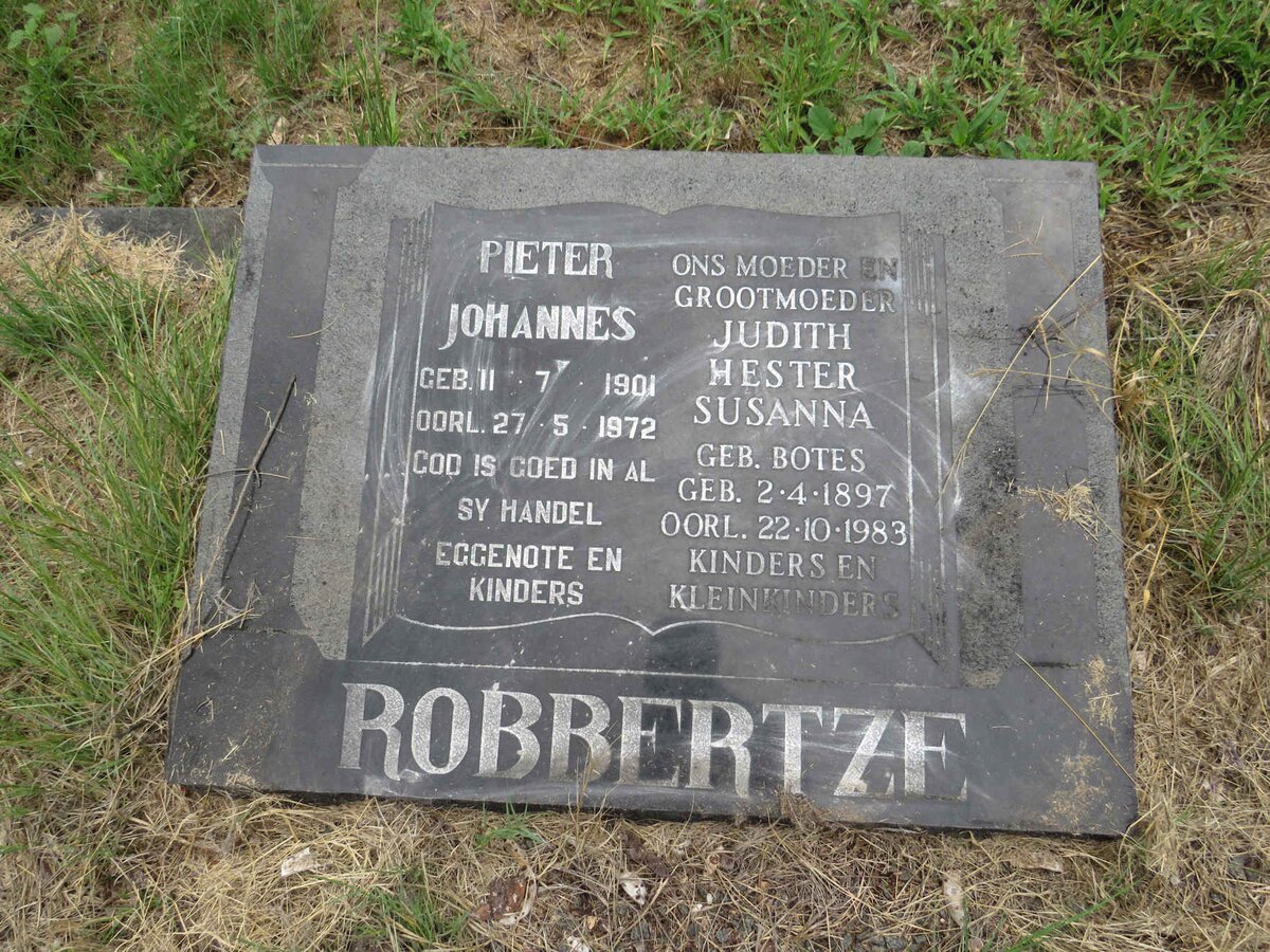 ROBBERTZE Pieter Johannes 1901-1972 & Judith Hester Susanna BOTES 1897-1983