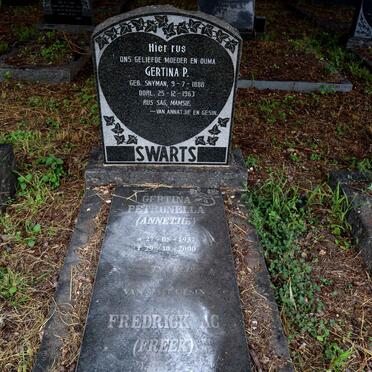 SWARTS Gertina P. nee SNYMAN 1888-1963 :: ? Fredrick A.C. 1922-2005 & Gertina Petronella 1932-2000