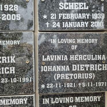 DIETRICH Lavinia Herculina Johanna nee PRETORIUS 1921-1971