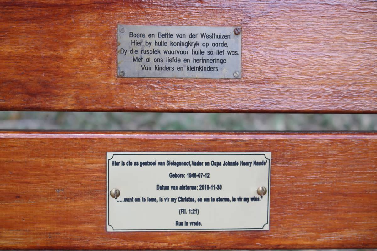 WESTHUIZEN Boer, van der &amp; Bettie :: NAUDE Johnnie Henry 1948-2010