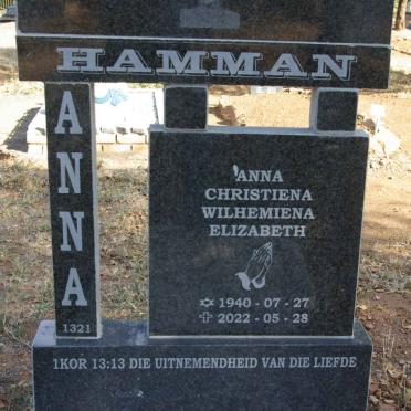 HAMMAN Anna Christiena Wilhemiena Elizabeth 1940-2022