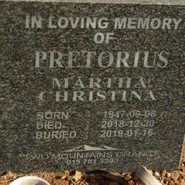 PRETORIUS Martha Christina 1947-2018