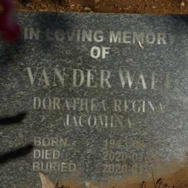 WALT Dorothea Regina Jacomina, van der 1943-2020