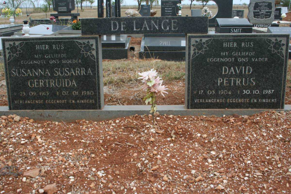 LANGE David Petrus, de 1909-1987 &amp; Susanna Susarra Gertruida 1913-1980