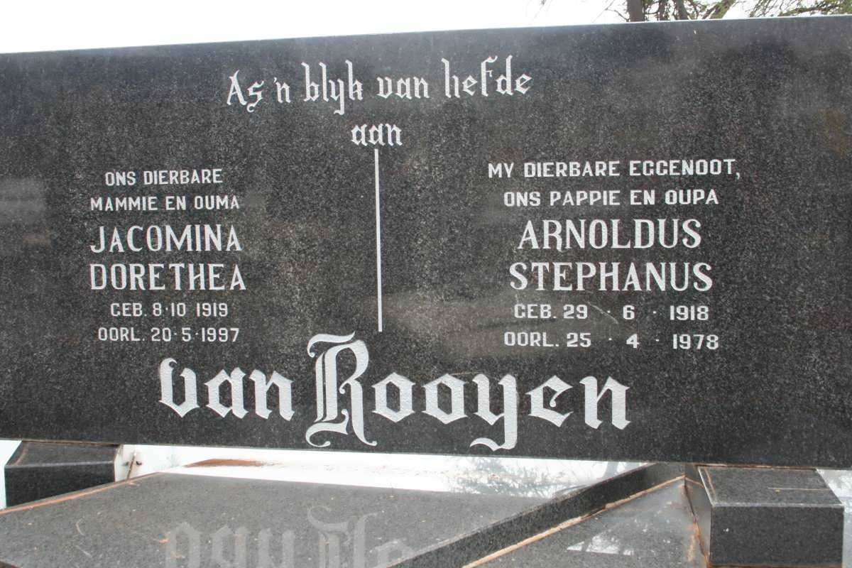 ROOYEN Arnoldus Stephanus, van 1918-1978 &amp; Jacomina Dorethea 1919-1997