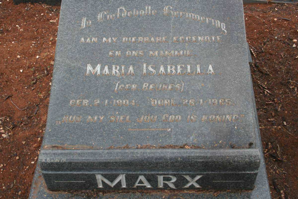 MARX Maria Isabella nee BEUKES 1901-1965