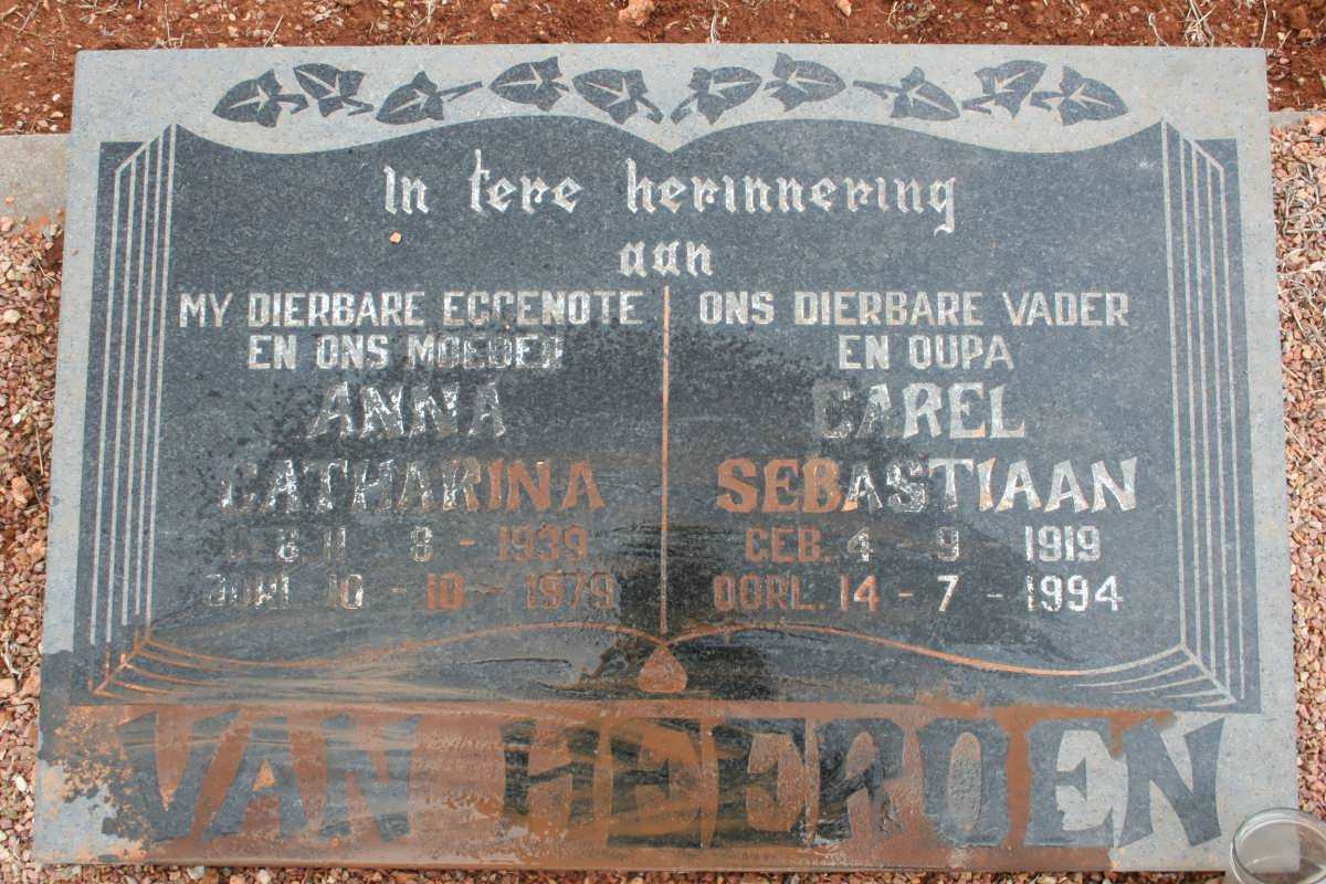 HEERDEN Carel Sebastiaan, van 1919-1994 &amp; Anna Katharina 1939-1979