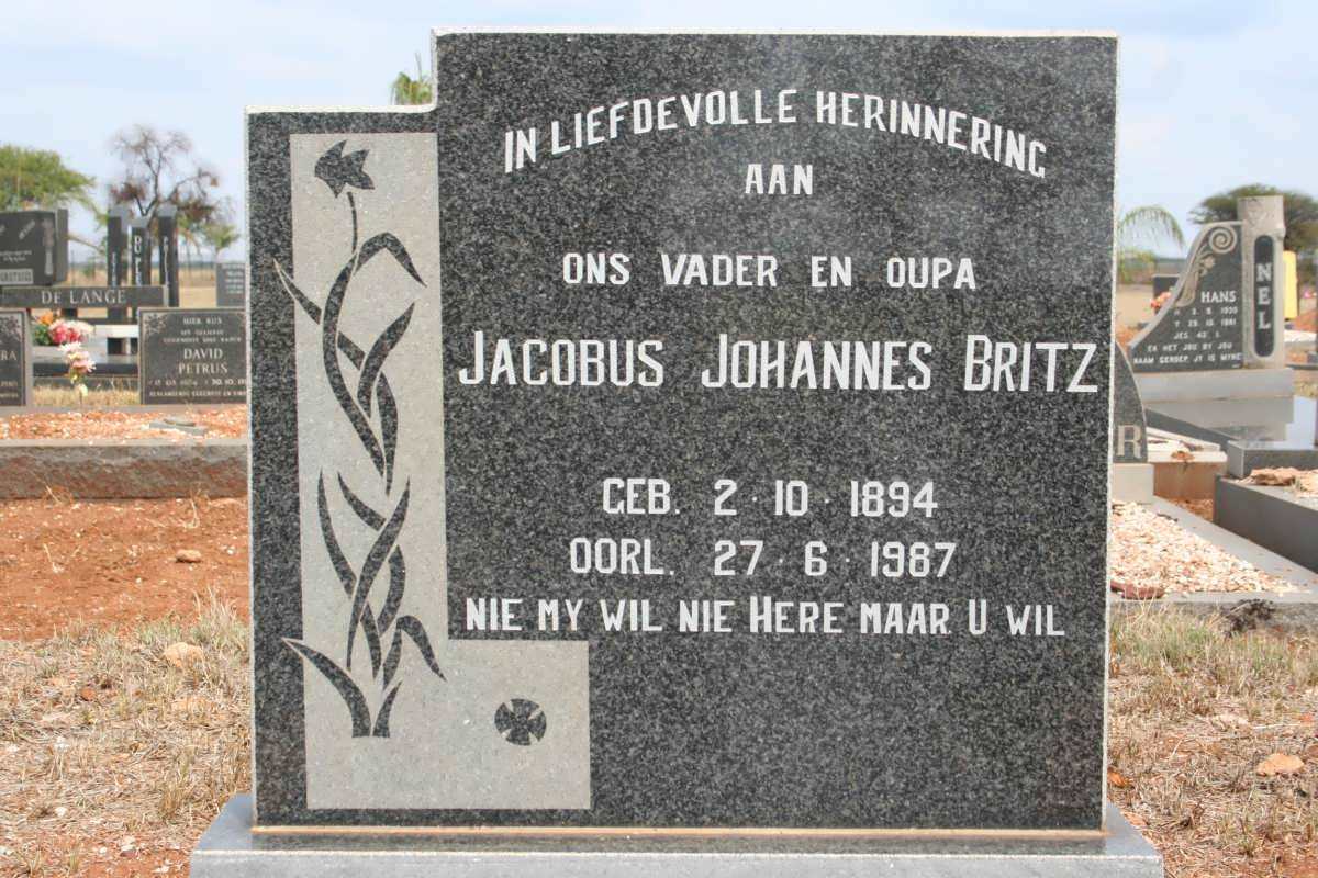 BRITZ Jacobus Johannes 1894-1987