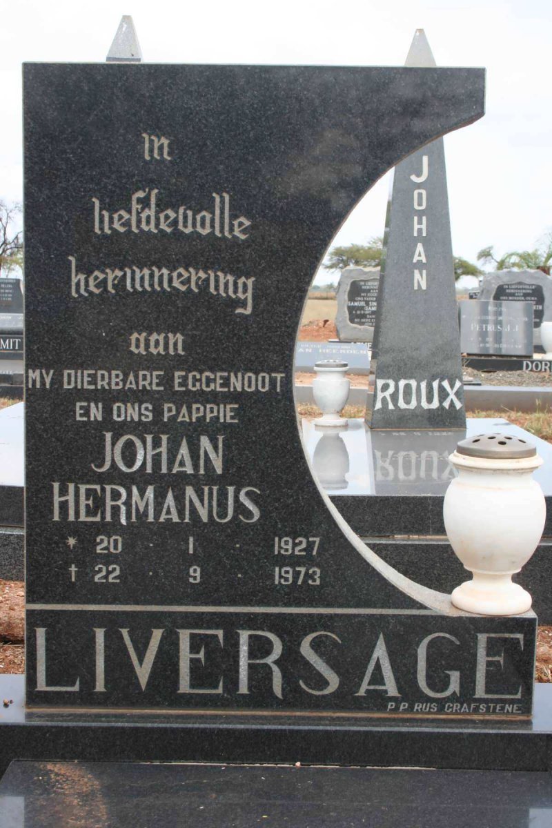 LIVERSAGE Johan Hermanus 1927-1973