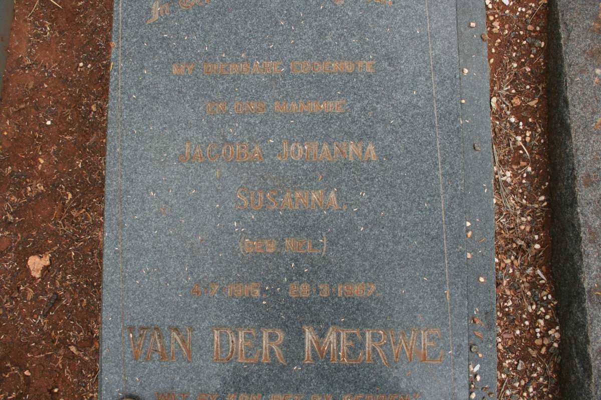 MERWE Jacoba Johanna Susanna, van der nee NEL 1916-1967