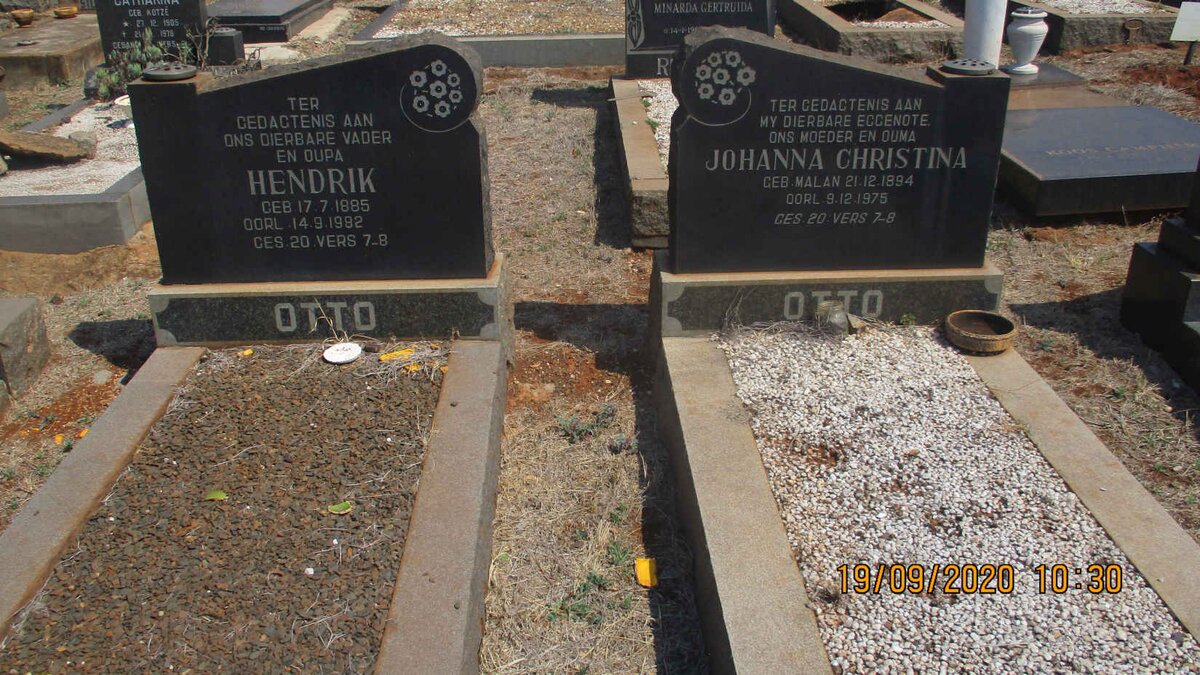 OTTO Hendrik 1885-1982 &amp; Johanna Christina MALAN 1894-1975