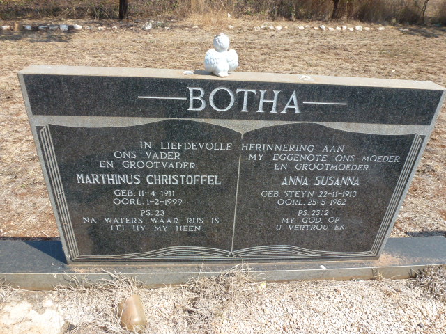 BOTHA Marthinus Christoffel 1911-1999 &amp; Anna Susanna STEYN 1913-1982