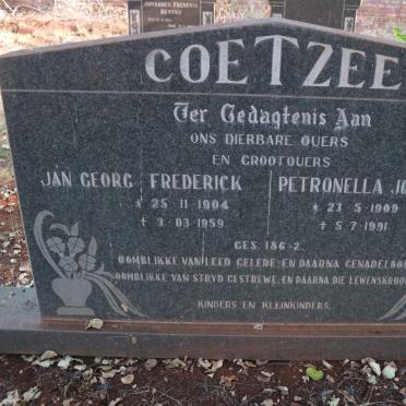 COETZEE Jan Georg Frederick 1904-1959 &amp; Petronella Johanna Maria 1909-1991