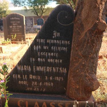 CLAASSEN Maria Emmerentsia nee LE ROUX 1925-1969