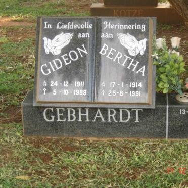 GEBHARDT Gideon 1911-1989 &amp; Bertha 1914-1991