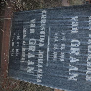 GRAAN Jan Frederick, van 1918-1985 &amp; Christina Johanna DE BEER 1925-2012