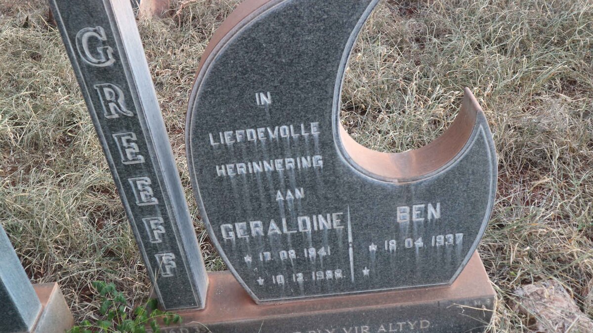 GREEFF Ben 1937- &amp; Geraldine 1941-1998
