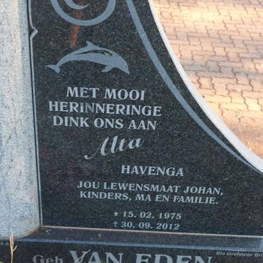 HAVENGA Alta nee VAN EDEN 1975-2012