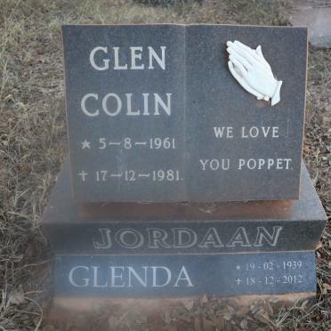 JORDAAN Glenda 1939-2012 :: JORDAAN Glen Colin 1961-1981
