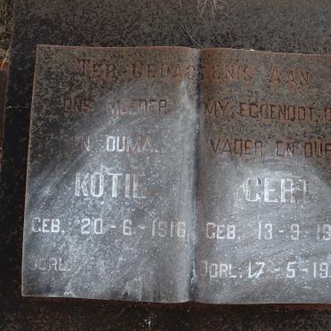 KNOETZE Gert 1919-1973 &amp; Kotie 1916-