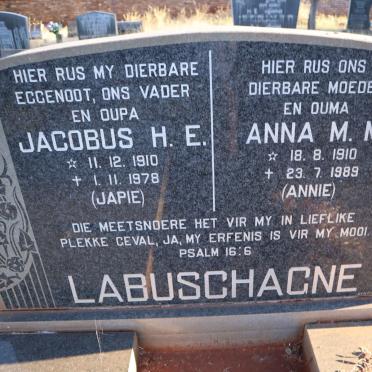 LABUSHAGNE Jacobus H.E. 1910-1978 &amp; Anna M.M. 1910-1989