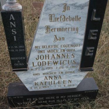 LEE Johannes Lodewicus 1919-1993 &amp; Anna Kathleen 1921-2015 :: LEE Ansi 1943-2018