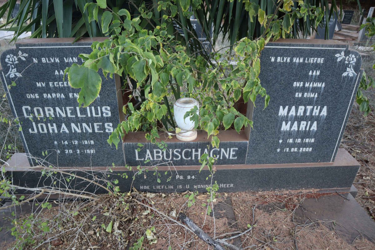LABUSCHAGNE Cornelius Johannes 1919-1981 &amp; Martha Maria 1915-2000