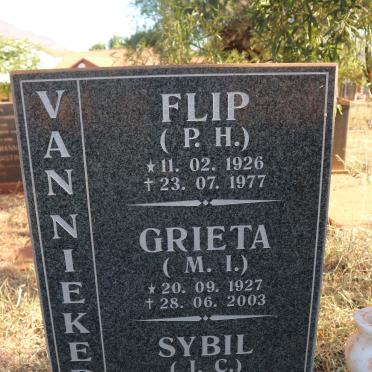 NIEKERK Flip P.H., van 1926-1977 &amp; Grieta M.I. 1927-2003 :: VAN NIEKERK Sybil I.C. 1954-2006