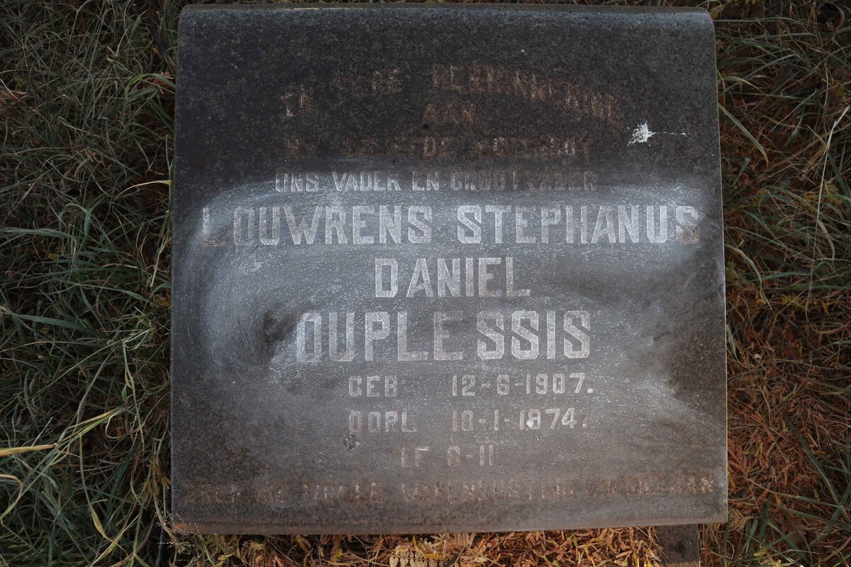 PLESSIS Louwrens Stephanus Daniel, du 1907-1974