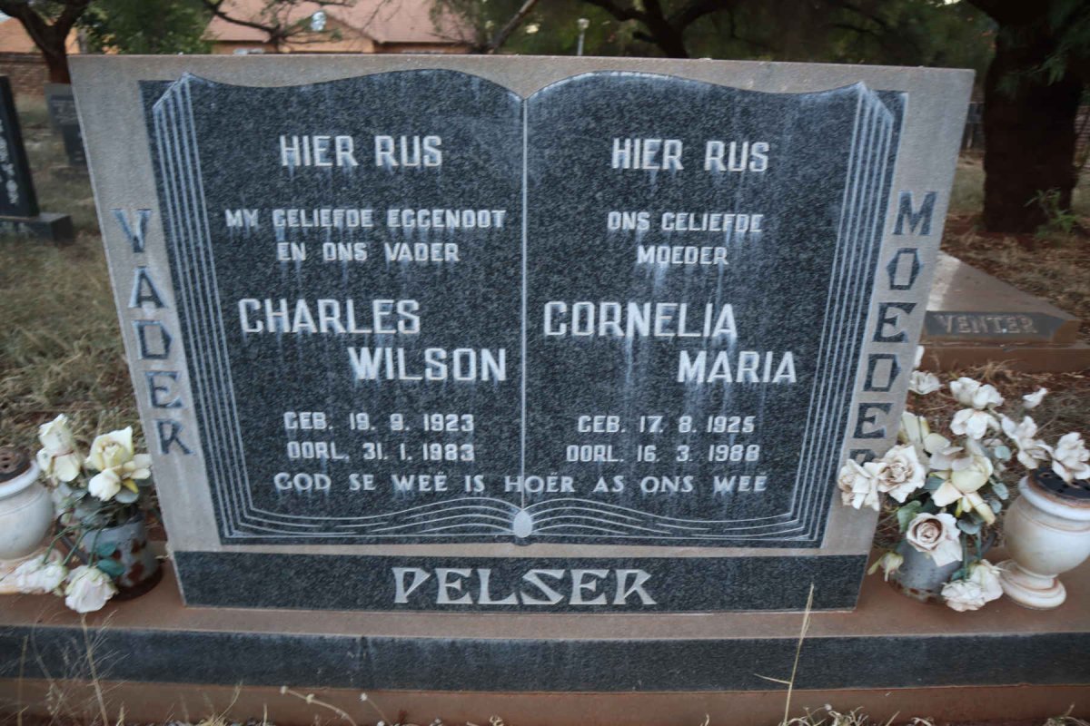 PELSER Charles Wilson 1923-1983 &amp; Cornelia Maria 1925-1988