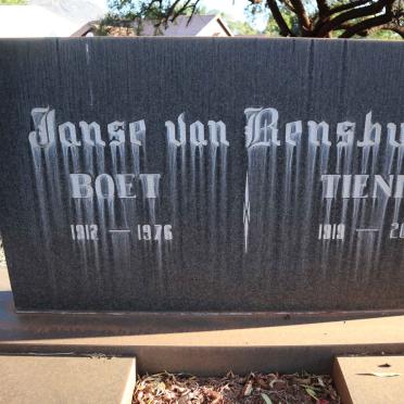 RENSBURG Boet, Janse van 1912-1976 &amp; Tienie 1919-2005