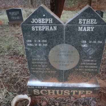 SCHUSTER Joseph Stephan 1946-2003 &amp; Ethel Mary 1946-