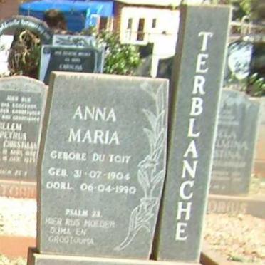 TERBLANCHE Anna Maria nee DU TOIT 1904-1990