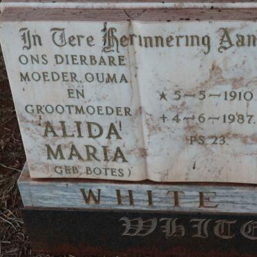 WHITE Alida Maria nee BOTES 1910-1987