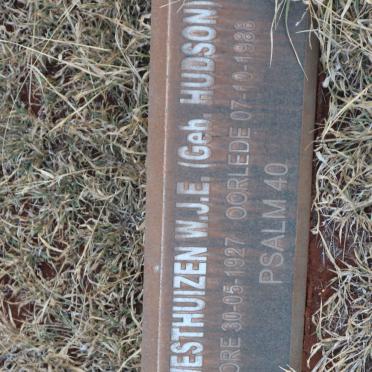 WESTHUIZEN W.J.E., van der nee HUDSON 1927-1988