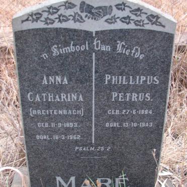 MARE Phillipus Petrus 1884-1943 &amp; Anna Catharina BREITENBACH 1893-1962