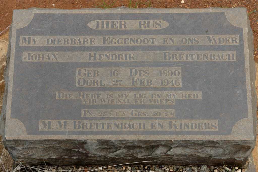 BREITENBACH Johan Hendrik 1890-1946