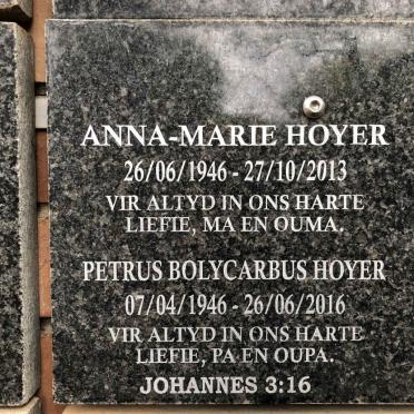 HOYER Petrus Bolycarbus 1946-2016 &amp; Anna-Marie 1946-2013