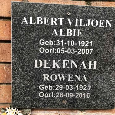 VILJOEN Albert 1921-2007 :: DEKENAH Rowena 1927-2016