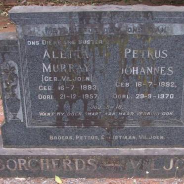 BORCHERDS Aletta Murray nee VILJOEN 1893-1957 :: VILJOEN Petrus Johannes 1892-1970