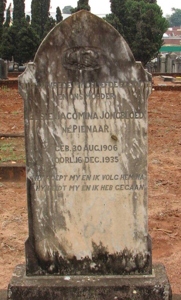 JONGBLOED Elsie Jacomina nee PIENAAR 1906-1935