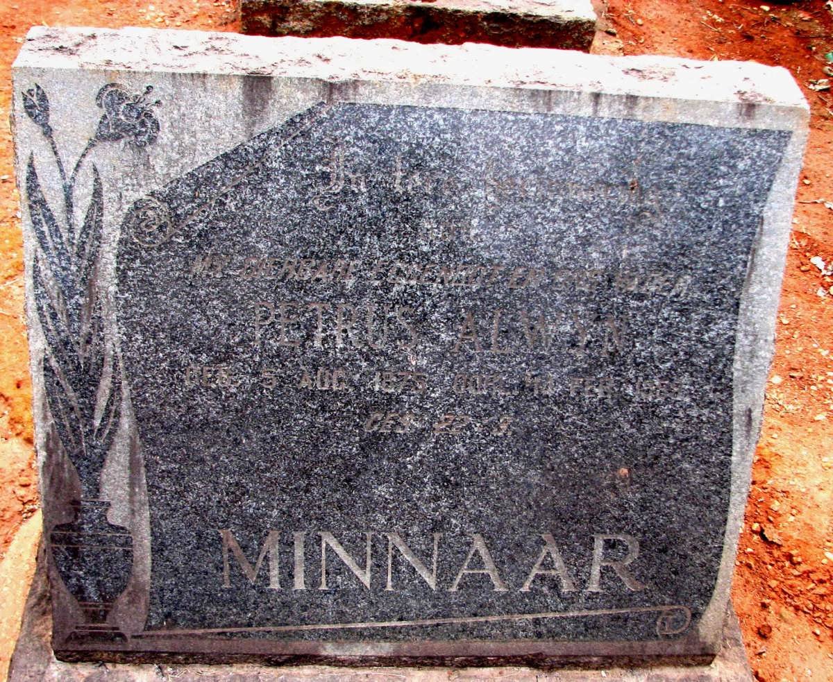 MINNAAR Petrus Alwyn 187?-1959