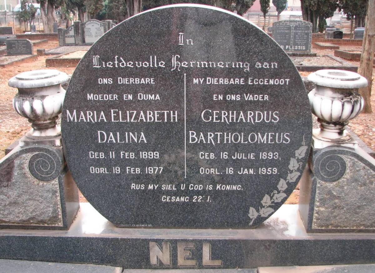 NEL Gerhardus Bartholomeus 1893-1959 &amp; Maria Elizabeth Dalina 1899-1977