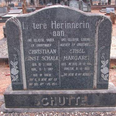 SCHUTTE Christiaan Ernst Schalk 1899-1967 &amp; Ethel Margaret 189?-1959
